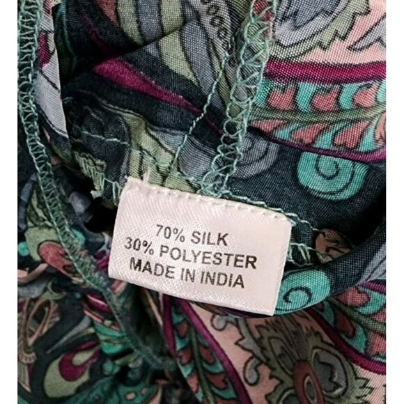 Vanessindia One Size Silk Blend Floral Paisley Print Halter Top Made In India - Picture 7 of 7